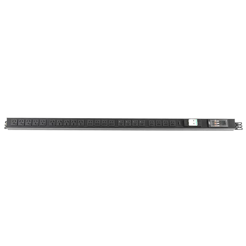 Bộ phân phối nguồn PDU gắn tủ rack dạng đứng có công tắc, chống sét lan truyền, 22 ổ cắm và đèn chỉ báo