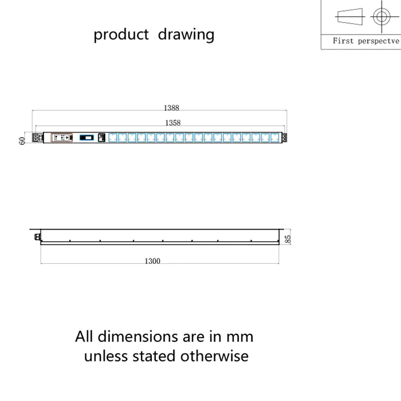 PDU gắn tủ rack dạng đứng có công tắc, đèn chỉ báo và bộ ngắt mạch, 19 ổ cắm chuẩn Anh